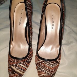 C.Label Multicolor Pointy Toe Heels